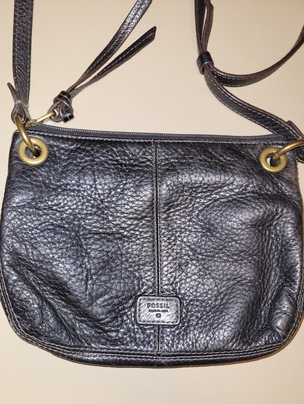 Fossil Black Leather Crossbody.